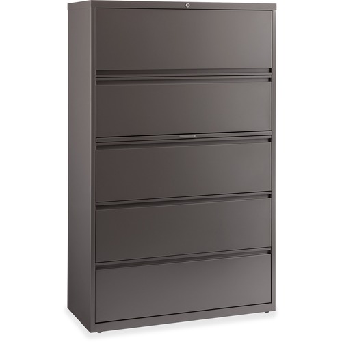 Lorell Fortress Series Lateral File w/Roll-out Posting Shelf - 42" Width x 18.6" Depth x 67.6" Height - 1 x Shelf(ves) - 5 x Drawer(s) for File - Letter, Legal, A4 - Lateral - Magnetic Label Holder, Ball Bearing Slide, Ball-bearing Suspension, Adjustable 