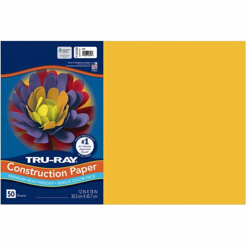 Tru-Ray Construction Paper - Project - 18"Width x 12"Length - 50 / Pack - Gold - Sulphite