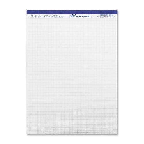 Hilroy Micro Perforated Quadrille Business Pad - 50 Sheets - 8 1/2" x 11" - 10.88" (276.23 mm) x 8.38" (212.73 mm) x 4" (101.60 mm) - White Paper - Micro Perforated - 1Each - Quadrille Pads - HLR54132