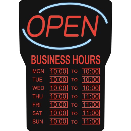 Royal Sovereign Business Hours Open Sign - 1 Each - English - Open, Business Hour Print/Message - 16" (406.40 mm) Width x 24" (609.60 mm) Height x 2" (50.80 mm) Depth - Rectangular Shape - Restaurant, Multipurpose - Blue