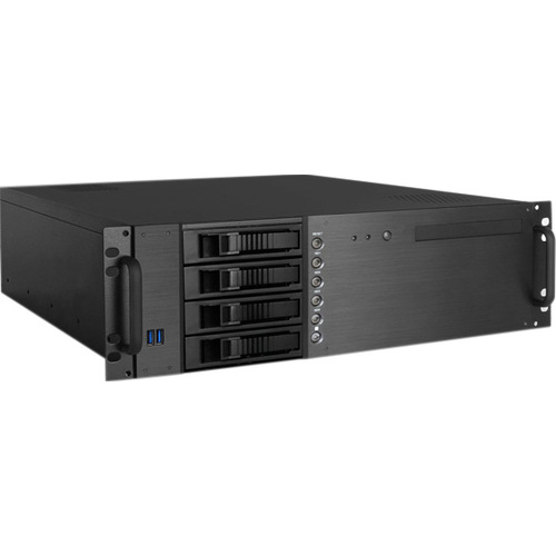 iStarUSA 3U Compact 4 x3.5" Bay Hotswap microATX Chassis Black - Desktop - Black - Aluminum, Galvanized Steel - 8 x Bay - 2 x 3.15" x Fan(s) Installed - ATX, µATX Motherboard Supported - 3 x Fan(s) Supported - 1 x External 5.25" Bay - 4 x External 3