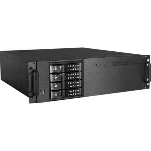 iStarUSA 3U Compact 4 x 3.5" Bay Trayless Hotswap microATX Chassis Black - Desktop - Black - Aluminum, Galvanized Steel - 8 x Bay - 2 x 3.15" x Fan(s) Installed - ATX, µATX Motherboard Supported - 3 x Fan(s) Supported - 1 x External 5.25" Bay - 4 x 