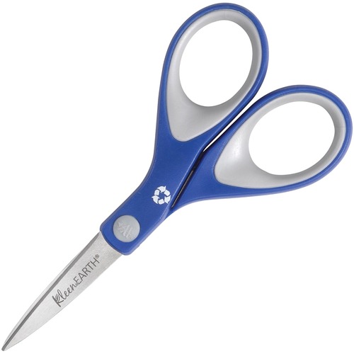 Westcott KleenEarth Soft Handle Scissors - 2.50" (63.50 mm) Cutting Length - 6" (152.40 mm) Overall Length - Left/Right - Stainless Steel - Pointed Tip - Blue/Gray - 1 Each