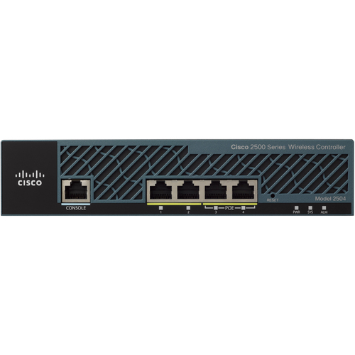 Cisco Aironet 2504 Wireless LAN Controller - 4 x Network (RJ-45) - Ethernet, Fast Ethernet, Gigabit Ethernet - Rack-mountable, Desktop