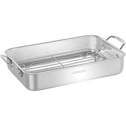 Cuisinart 14'' Lasagna Pan with Stainless Roasting Rack - Dishwasher Safe - Oven Safe - Stainless Handle