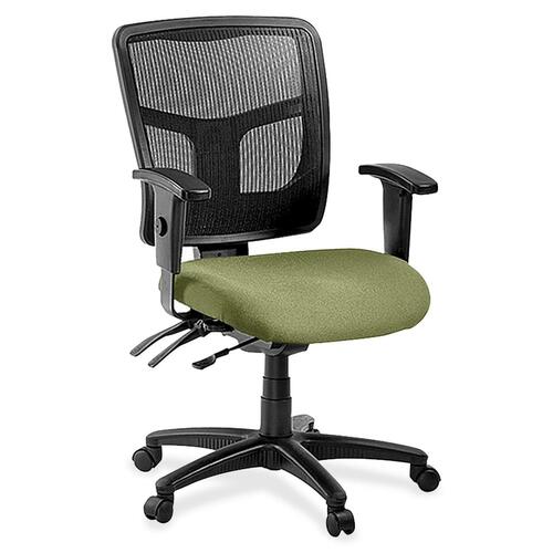 Lorell ErgoMesh Series Managerial Mesh Mid-Back Chair - Fuse Cress Fabric Seat - Black Back - Black Frame - 5-star Base - Black - 1 Each