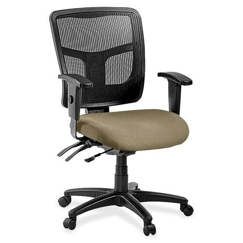 Lorell ErgoMesh Series Managerial Mesh Mid-Back Chair - Expo Latte Fabric Seat - Black Back - Black Frame - 5-star Base - Black - 1 Each
