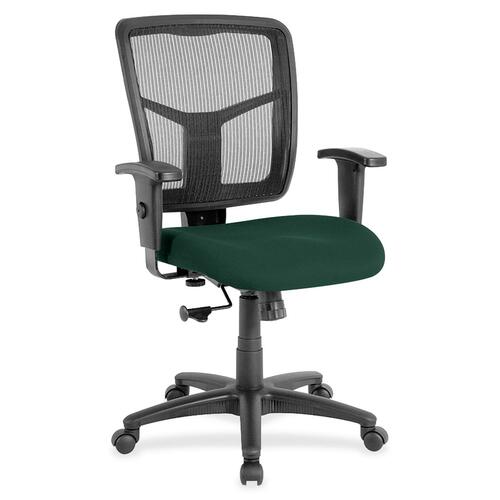Lorell Ergomesh Managerial Mesh Mid-back Chair - Insight Forest Fabric Seat - Black Back - Black Frame - 5-star Base - 1 Each