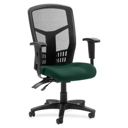 Lorell Executive High-back Mesh Chair - Insight Forest Mesh Fabric Seat - Black Back - Black Frame - 5-star Base - Black - 1 Each