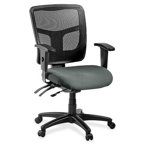Lorell ErgoMesh Series Managerial Mesh Mid-Back Chair - Expo Fog Fabric Seat - Black Back - Black Frame - 5-star Base - Black - 1 Each