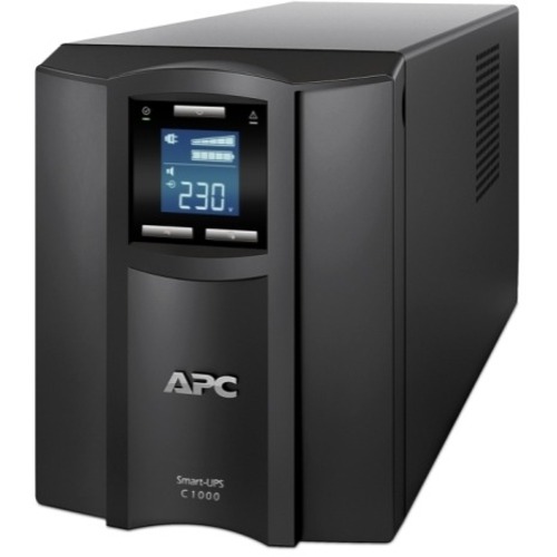 APC by Schneider Electric Smart-UPS C 1000VA LCD 230V - Tower - 3 Hour Recharge - 6.10 Minute Stand-by - 230 V AC Input - 230 V AC Output - Sine Wave - Serial Port - USB - 2 x IEC Jumper, 8 x IEC 60320 C13 - 10 x Battery/Surge Outlet
