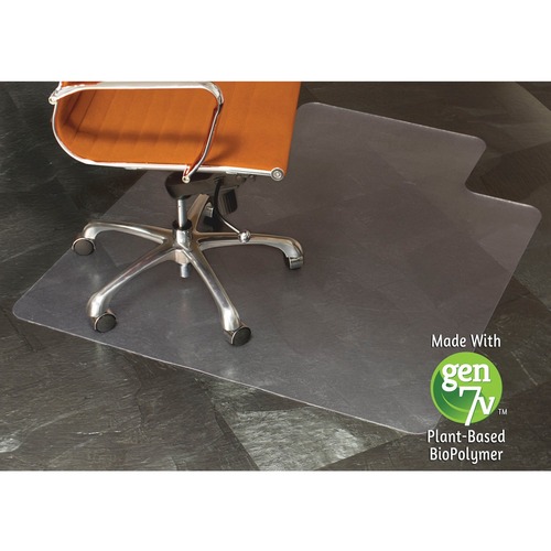 ES ROBBINS Natural Origins Standard Lip Hard Floor Chairmat - Hard Floor, Desk Protection, Workstation, Wood Floor, Tile Floor, Office - 53" Length x 45" Width - Lip Size 12" Length x 25" Width - Rectangular - Textured - Vinyl - Clear - 1 Each