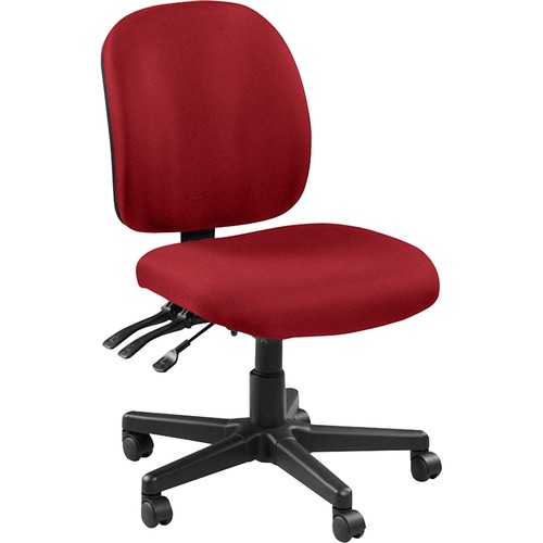 Lorell Mid-back Armless Task Chair - Real Red Seat Color - Fabric Seat Material - Fabric Back Material - 5-star Base - 1 Each