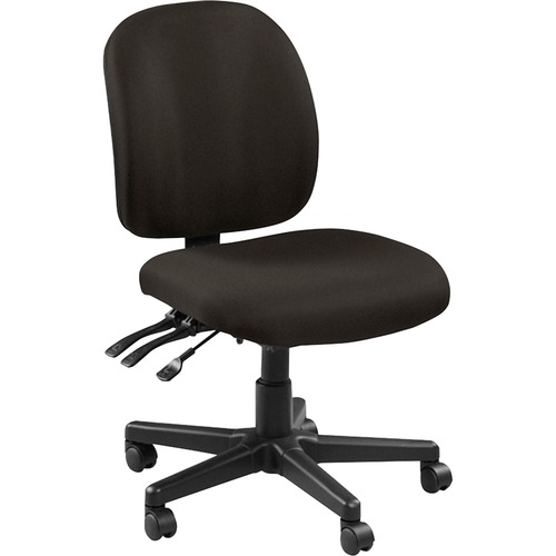 Lorell Mid-back Armless Task Chair - Fabric Seat Material - Fabric Back Material - 5-star Base - Pepper - 1 Each