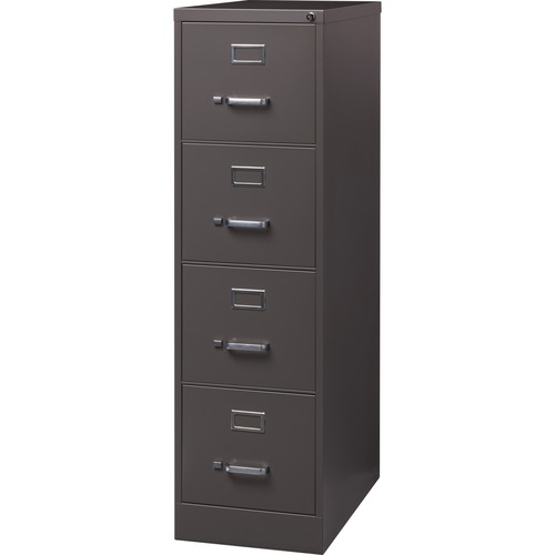 Lorell Fortress Series 26-1/2" Commercial-Grade Vertical File Cabinet - 15" x 26.5" x 52" - 4 x Drawer(s) for File - Letter - Vertical - Label Holder, Drawer Extension, Ball-bearing Suspension, Heavy Duty, Security Lock - Medium Tone - Steel - Recycled