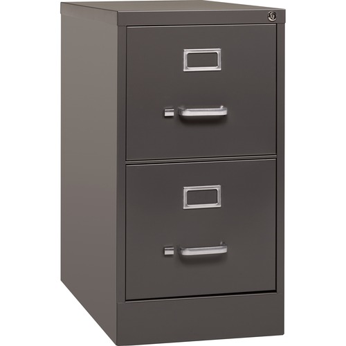 Lorell Fortress Series 26-1/2" Commercial-Grade Vertical File Cabinet - 15" x 26.5" x 28.4" - 2 x Drawer(s) for File - Letter - Vertical - Label Holder, Drawer Extension, Ball-bearing Suspension, Heavy Duty, Security Lock - Medium Tone - Steel - Recycled