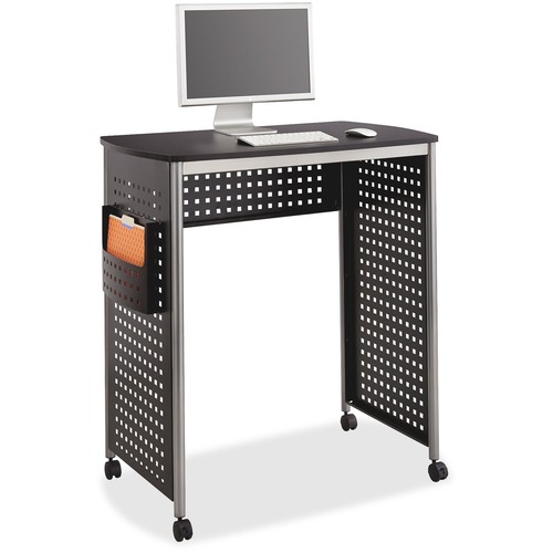 Safco Scoot Stand-Up Workstation - 38.5" x 23.3" x 41.8" - Material: Steel, Fiberboard - Finish: Black, Laminate, Silver, Powder Coated - Workstations/Computer Desks - SAF1908BL