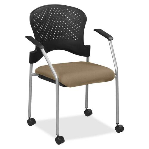Eurotech Breeze Chair with Casters - Khaki Fabric Seat - Khaki Back - Gray Steel Frame - Four-legged Base - 1 Each