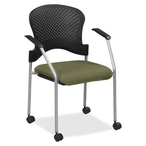 Eurotech Breeze Chair with Casters - Leaf Fabric Seat - Leaf Back - Gray Steel Frame - Four-legged Base - 1 Each