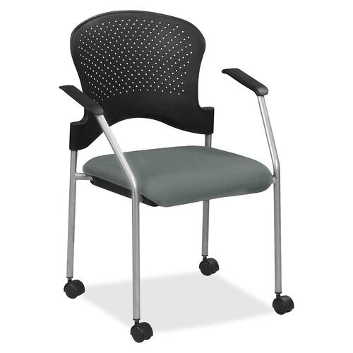 Eurotech Breeze Chair with Casters - Fog Fabric Seat - Fog Back - Gray Steel Frame - Four-legged Base - 1 Each
