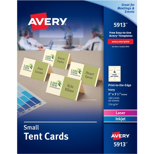 Avery® Sure Feed Tent Cards - 79 Brightness - 2" x 3 1/2" - 160 / Pack - FSC Mix - Heavyweight, Durable, Repositionable, Rounded Corner, Uncoated - Ivory