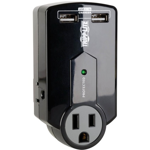 Tripp Lite by Eaton Protect It! 3-Outlet Surge Protector, Direct Plug-In, 540 Joules, 2.1 A USB Charger - 3 x AC Power, 2 x USB - 540 J - 120 V AC Input