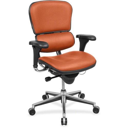 Eurotech ergohuman LE10ERGLO Mid Back Management Chair - Pumpkin Destiny Fabric Seat - Pumpkin Destiny Fabric Back - 5-star Base - 1 Each