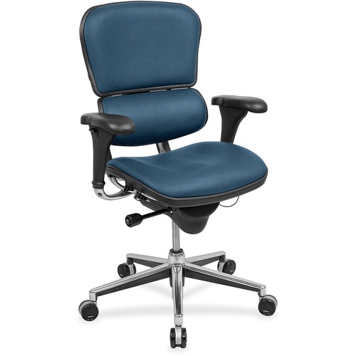 Eurotech ergohuman LE10ERGLO Mid Back Management Chair - Sapphire Destiny Fabric Seat - Sapphire Destiny Fabric Back - 5-star Base - 1 Each