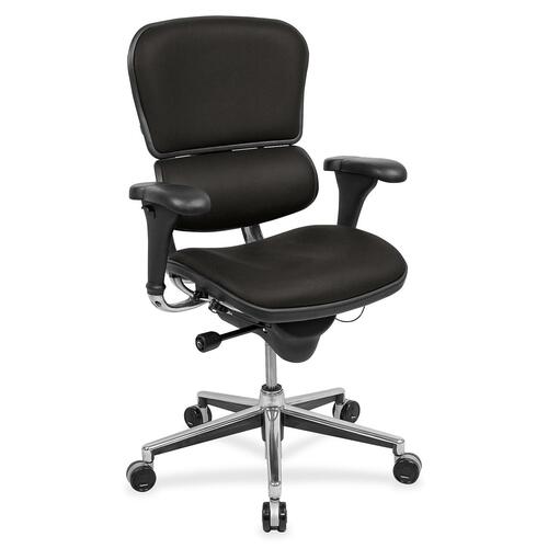 Eurotech ergohuman LE10ERGLO Mid Back Management Chair - Black Perfection Fabric Seat - Black Perfection Fabric Back - 5-star Base - 1 Each