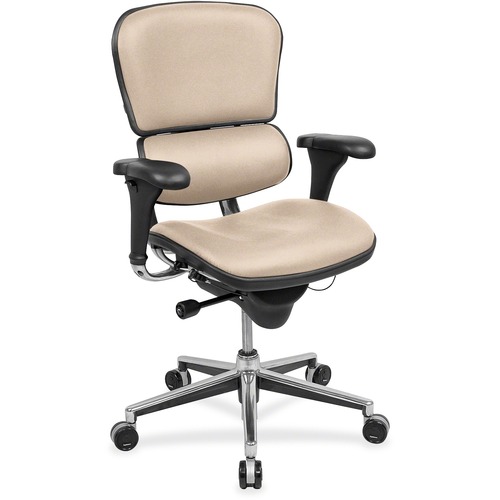 Eurotech ergohuman LE10ERGLO Mid Back Management Chair - Chalk Quattro Fabric Seat - Chalk Quattro Fabric Back - 5-star Base - 1 Each