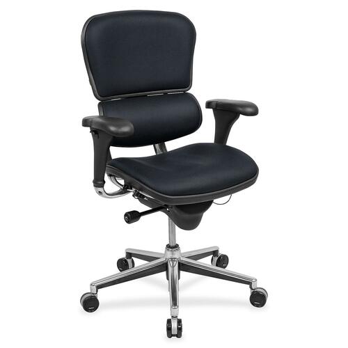 Eurotech ergohuman LE10ERGLO Mid Back Management Chair - Midnight Snakeskin Fabric Seat - Midnight Snakeskin Fabric Back - 5-star Base - 1 Each