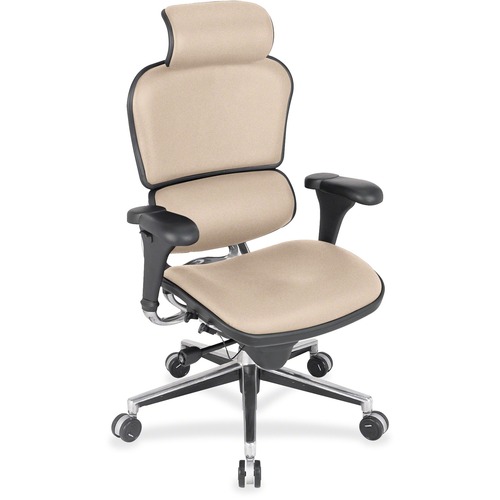 Eurotech ergohuman LE9ERG High Back Executive Chair - Chalk Seat Color - Quattro Fabric Seat Material - Chalk Back Color - Quattro Fabric Back Material - 5-star Base - 1 Each