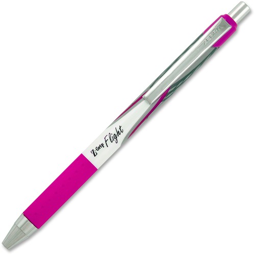 Zebra Pen Z-Grip Flight Retractable Pens - Bold Pen Point - 1.2 mm Pen Point Size - Fuschia - Ballpoint Stick Pens - ZEB21970