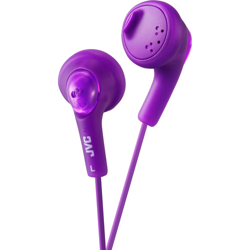 JVC Gumy HA-F160 Earphone - Stereo - Mini-phone (3.5mm) - Wired - 16 Ohm - 15 Hz to 20 kHz - Earbud - Binaural - Outer-ear - 3.28 ft Cable - Violet