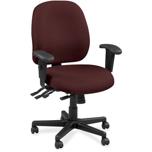 Eurotech 4x4 49802A Task Chair - Burgundy Leather Seat - Burgundy Leather Back - 5-star Base - 1 Each