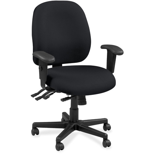 Eurotech 4x4 49802A Task Chair - Ebony Fabric Seat - Ebony Leather Back - 5-star Base - 1 Each
