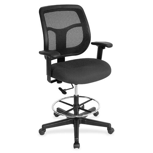 Eurotech Apollo DFT9800 Drafting Stool - Charcoal Fabric Seat - 5-star Base - 1 Each