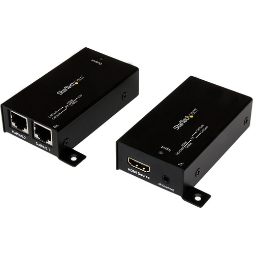 StarTech.com HDMI Over Cat5 / Cat6 Extender with IR - 100 ft (30m) Power Free - Extend HDMI up to 100ft (30m) over Cat5e/6 Cabling with Power over Cable to Receiver - HDMI Over Cat5 - HDMI Cat5 Extender - HDMI Over Cat6 - HDMI Extender Over Cat5 - HDMI Et