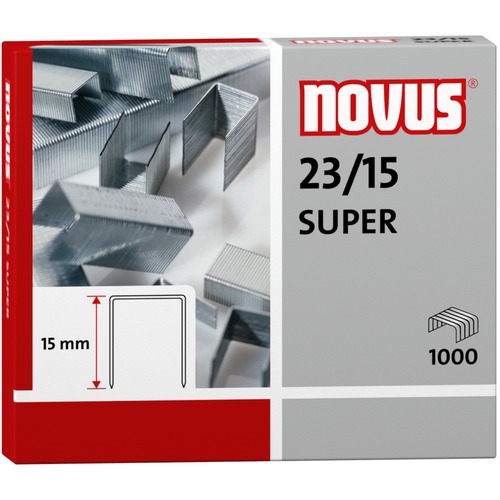 Novus 23/15 Super Heavy Duty Staples - 19/32" Leg - Silver - Steel1000 / Carton