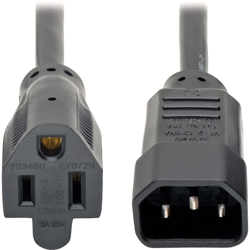 Eaton Tripp Lite Series NEMA 5-15R to C14 Computer AC Power Cable - 10A, 125V, 18 AWG, 2 ft. (0.61 m), Black - 10A,18AWG (IEC-320-C14 to NEMA 5-15R) 2-ft.