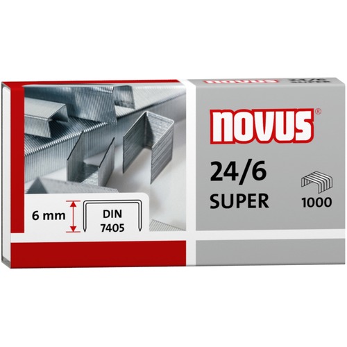 Novus 24/6 Super Premium Staples - 15/64" Leg - Silver - Steel - 1000 / Carton