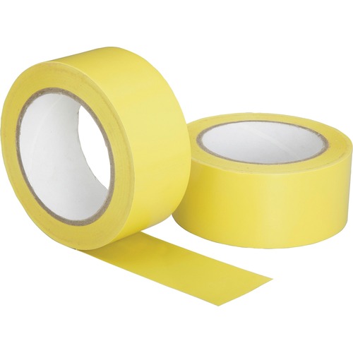 SKILCRAFT Floor Safety Marking Tape - 36 yd Length x 2" Width - 3" Core - Plastic, Vinyl - Rubber Backing - 1 / Roll - Yellow