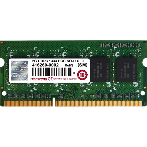 Transcend 2GB DDR3 SDRAM Memory Module - For Notebook - 2 GB (1 x 2GB) DDR3 SDRAM - 1333 MHz - CL9 - 1.50 V - ECC - Unbuffered - 204-pin - SoDIMM - Lifetime Warranty