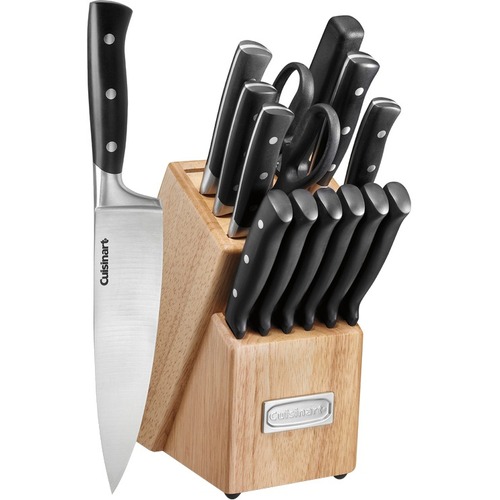 Cuisinart 15pc Triple Rivet Block Set - 15 Piece(s) - Knife Set - 1 x Chef's Knife, 1 x Bread Knife, 1 x Slicer/Carver, 1 x Santoku Knife, 1 x Utility Knife, 1 x Paring Knife, 6 x Steak Knife