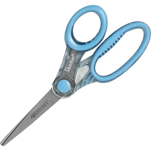 Acme United X-ray Microban Handle Pointed Tip Scissors - Left/Right - Stainless Steel - Pointed Tip - Blue/Gray - 1 Each