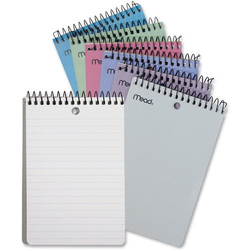 Mead Memo Book - 150 Pages - 75 Sheets - Wire Bound - 4" x 6" - White Paper - Black Binder - Assorted Cover - Poly Cover - Hole-punched - 1 Each