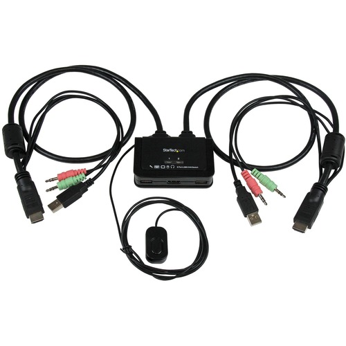 StarTech.com 2 Port USB HDMI Cable KVM Switch with Audio and Remote Switch â€" USB Powered - Control two HDMI®, USB equipped PCs with a single monitor, keyboard, mouse and audio peripheral set - USB Powered KVM with HDMI - Dual Port HDMI KV