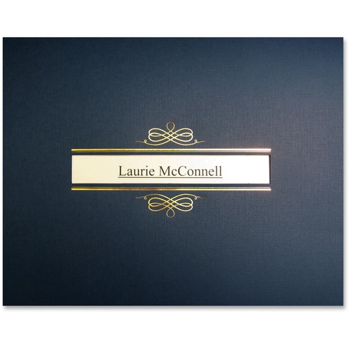 St. James® Recycled Certificate Holder - Linen - Navy Blue, Gold - 5 / Pack