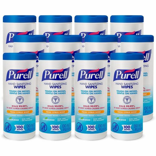 PURELL® Sanitizing Wipes - Fresh Citrus - White - 100 Per Canister - 12 / Carton