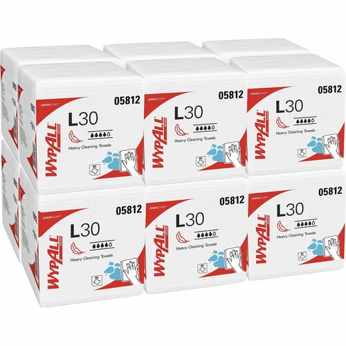 Wypall GeneralClean L30 Heavy Duty Cleaning Towels - White - 90 Per Pack - 12 / Carton
